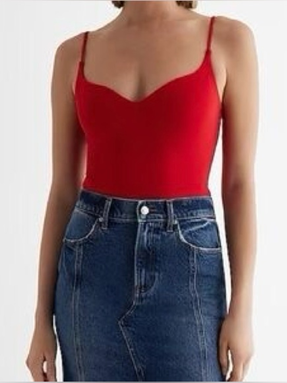 Express Red Sweetheart Neck Bodysuit